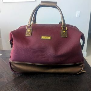 Liz Claiborne Burgundy Rolling Weekender Bag